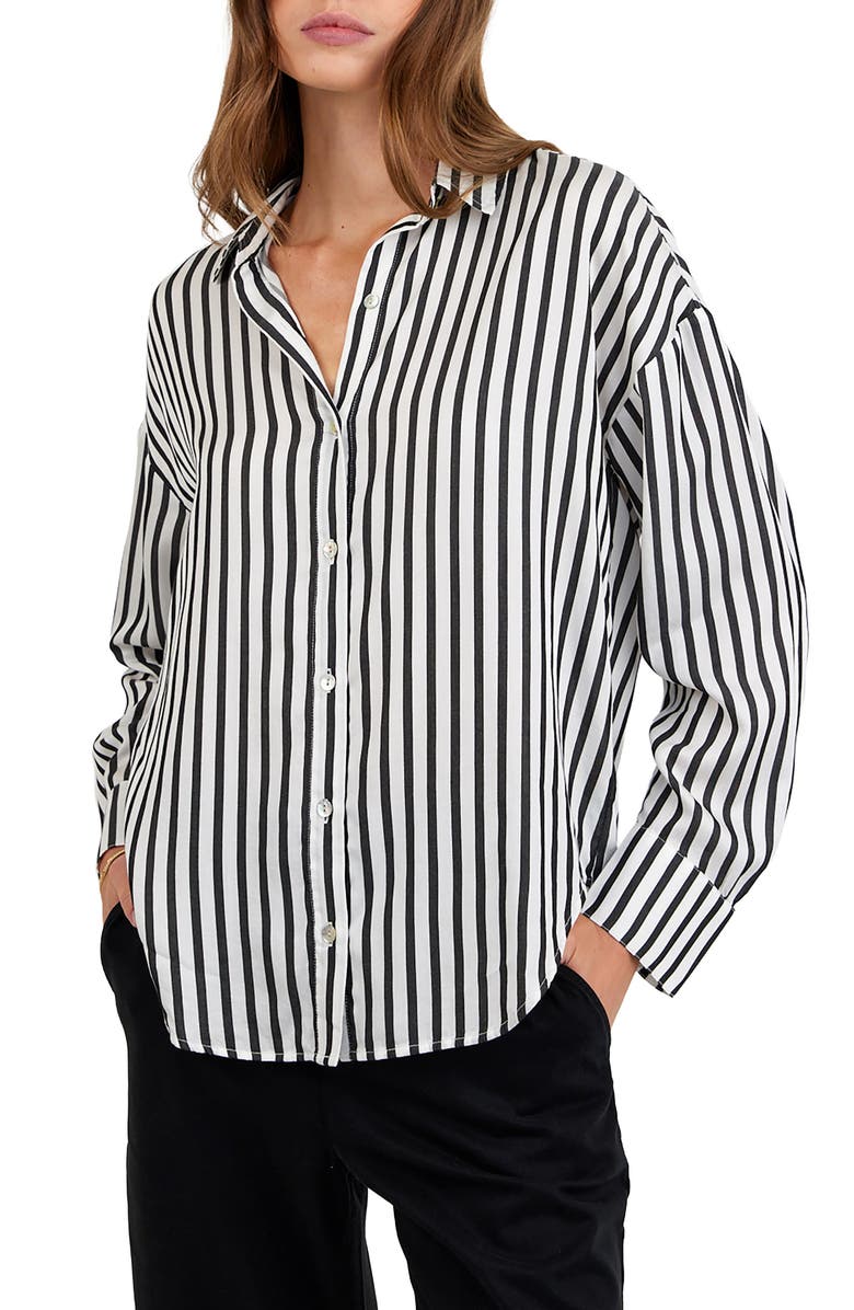 Stripe Oversize Button-Up Shirt