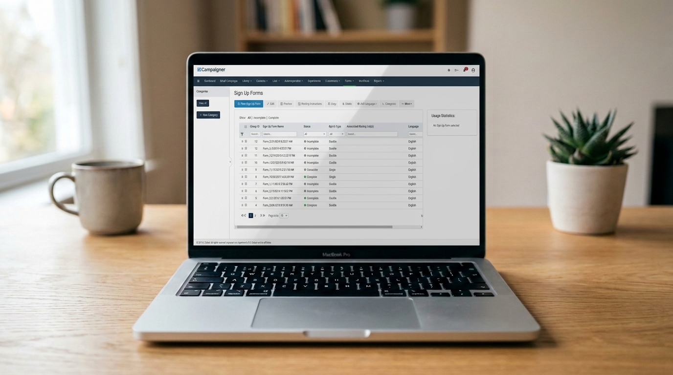campaigner dashboard on a macbook