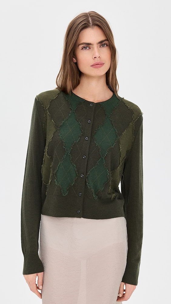 Vince Hand Cut Argyle Cardigan