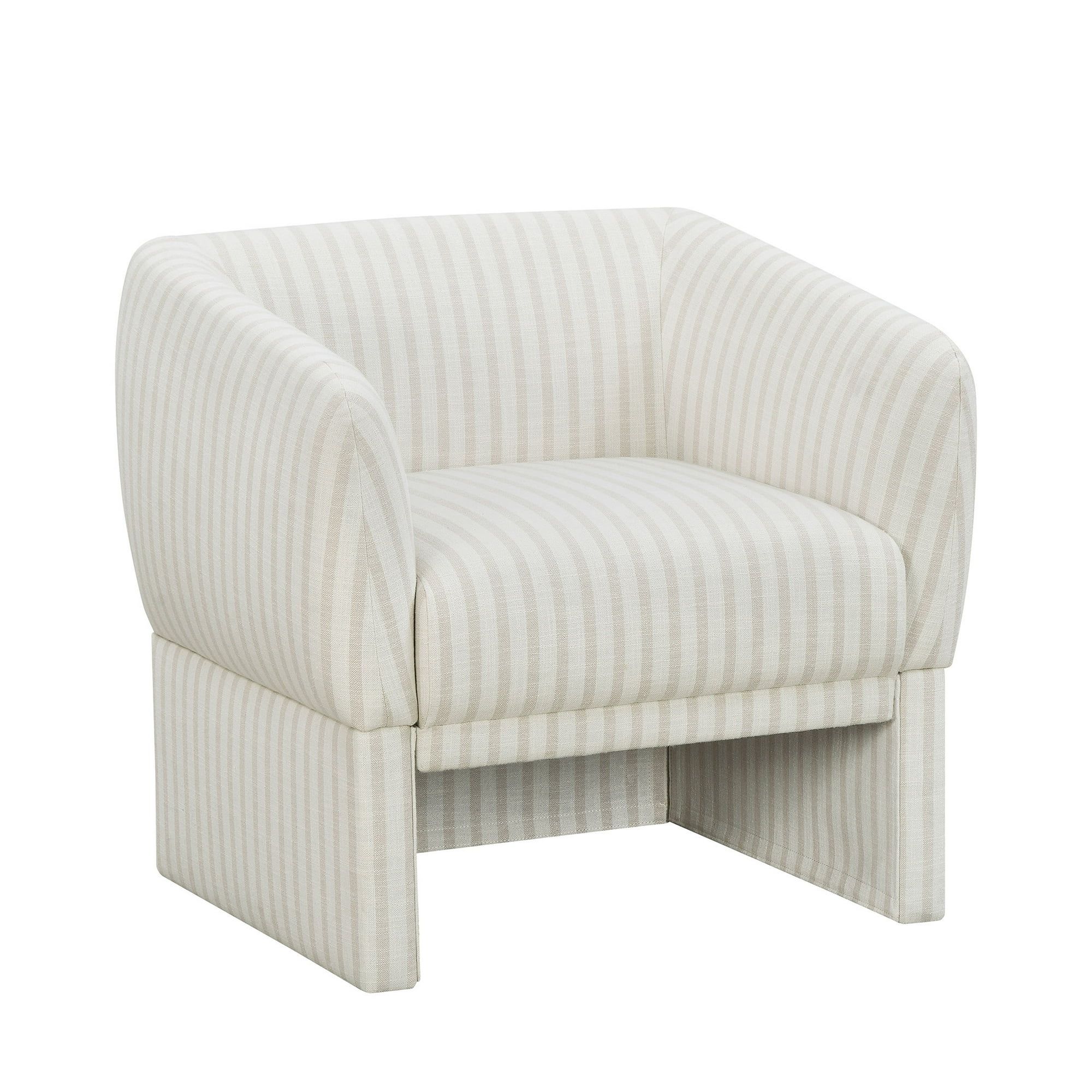Beautiful Small Space Accent Chair by Drew Barrymore, Beige and White Linen