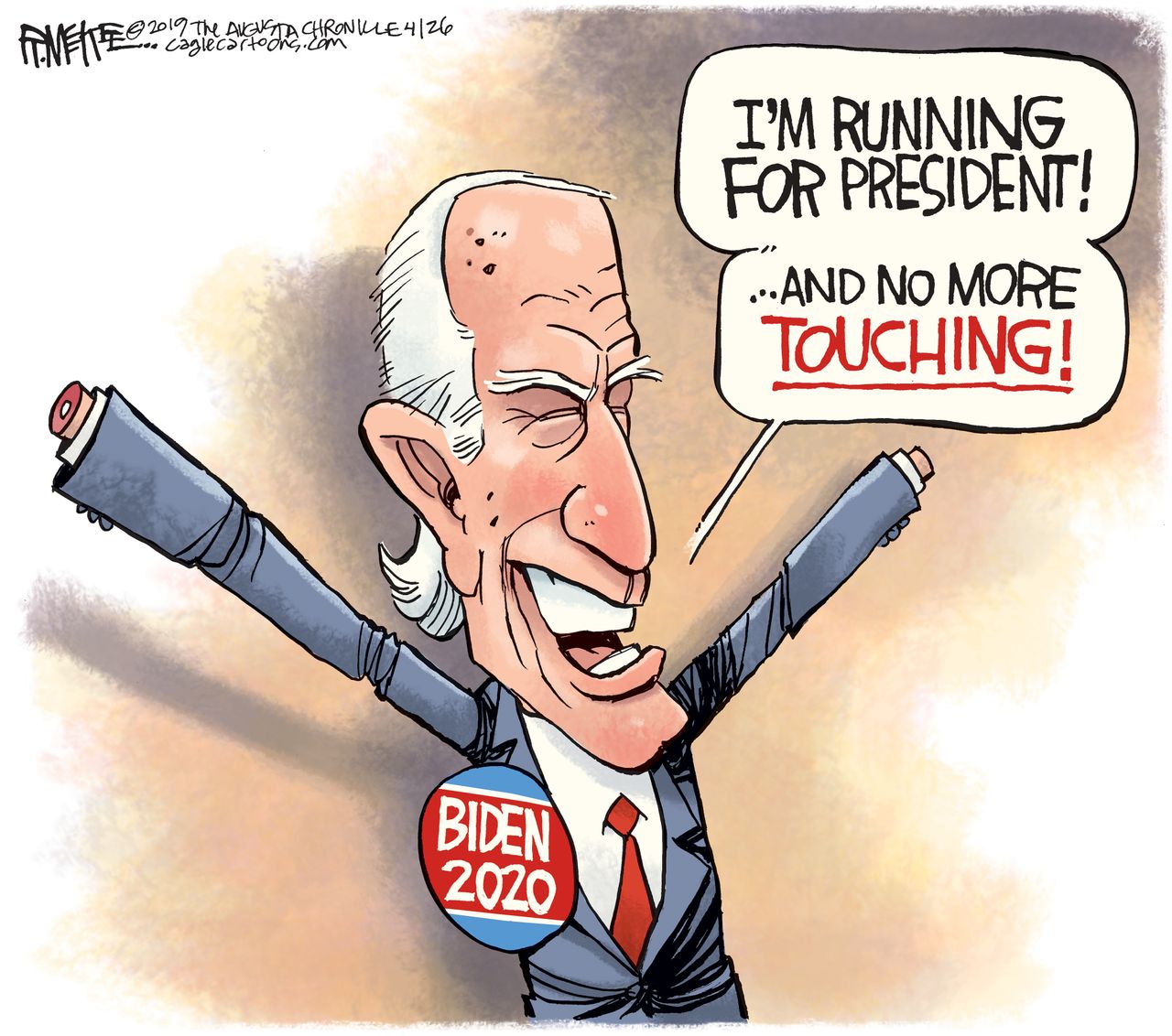 Political Cartoon U.S. Joe Biden 2020 presidential election touch scandal