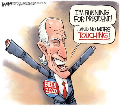 Political Cartoon U.S. Joe Biden 2020 presidential election touch scandal