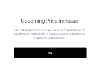 Hulu Price Increase Notice