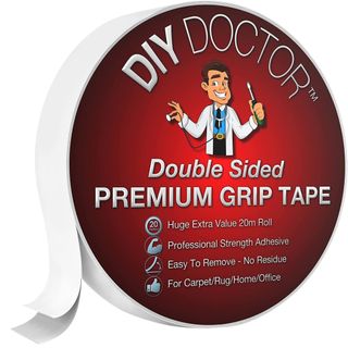 A roll of carpet tape with a cartoon doctor