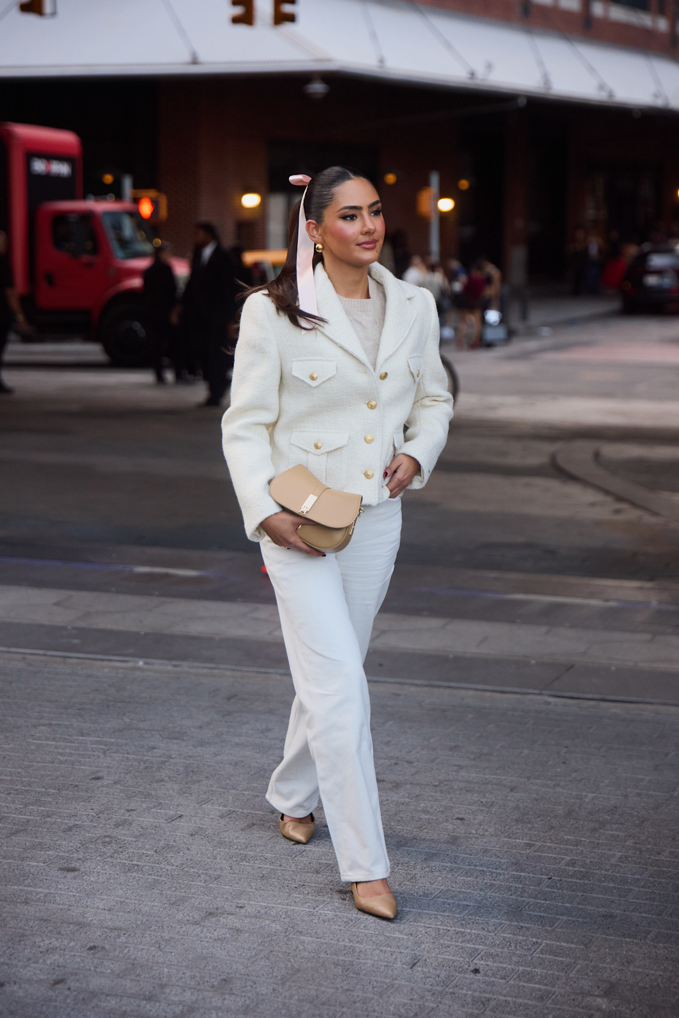 woman wearing all-white in New York