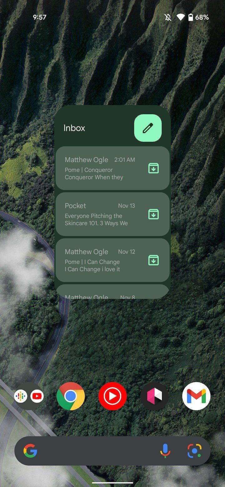 Gmail Material You Widget After