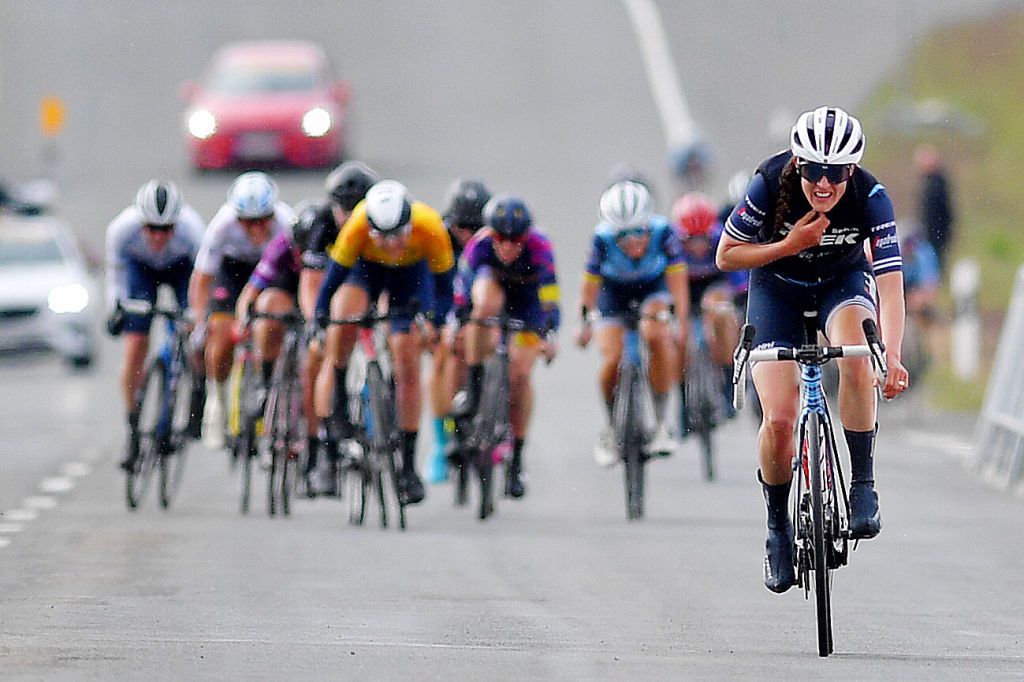 SCHLEIZ GERMANY MAY 27 Lucinda Brand of Netherlands and Trek Segafredo celebrates at arrival during the 34th Internationale LOTTO Thringen Ladies Tour 2021 Stage 3 a 1165km stage from Schleiz to Schleiz ltlt2021 lottothueringenladiestour womencycling on May 27 2021 in Schleiz Germany Photo by Luc ClaessenGetty Images