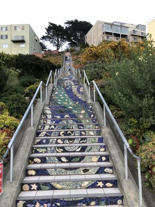 Mosaic-decorated steps in San Francisco.