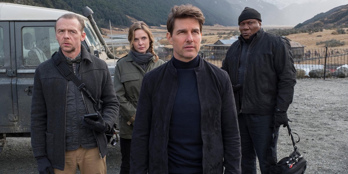 Tom Cruise with the cast of Mission: Impossible 7