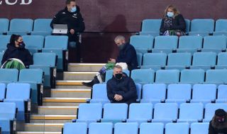 Aston Villa manager Dean Smith was watching from the stands
