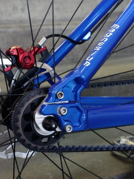 Paketa's hardtail can be configured with an eccentric bottom bracket, sliding dropouts, standard vertical drops or Rohloff-specific fittings. A slot allows for a belt drive to be installed, too.