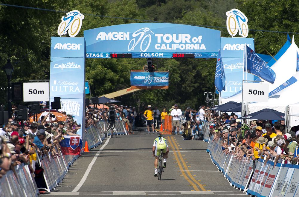 Peter sagan rides toward the finish of the 2014 Folsom Time Trial.