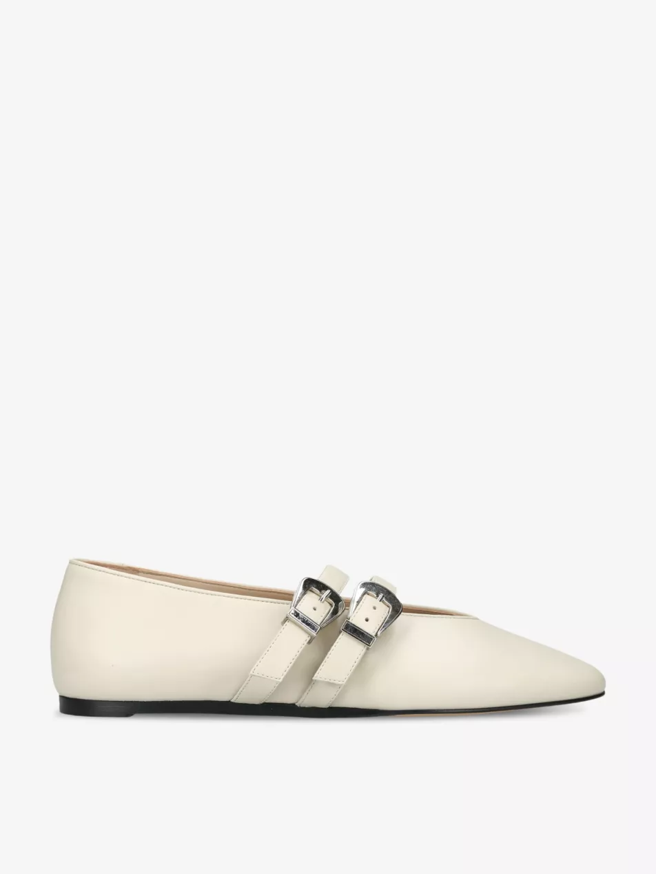 Claudia Double-Strap Leather Flats