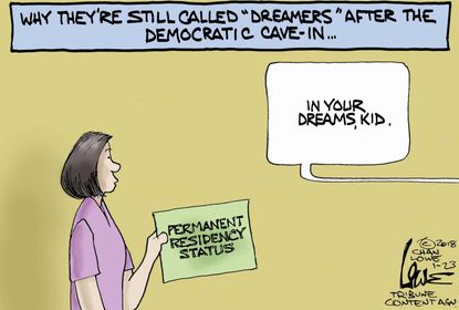 Political cartoon U.S. DACA Dreamers immigration deal Democrats government shutdown