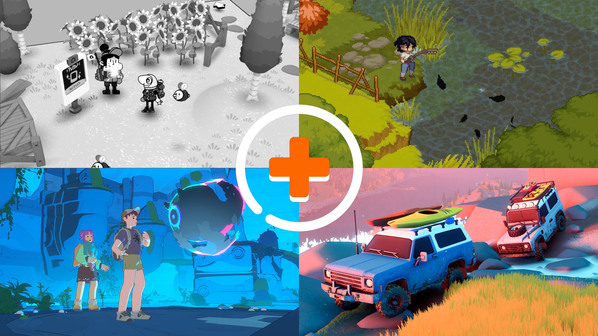 Upcoming indie games for 2026 (and beyond) banner image showing indie games Toem 2, Grave Seasons, Spirit Crossing, and Over the Hill 