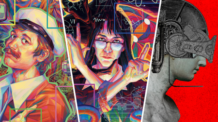 A triple image showing artwork from the upcoming game Red Rooster.