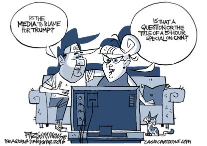 Political Cartoon U.S. Trump Media 2016
