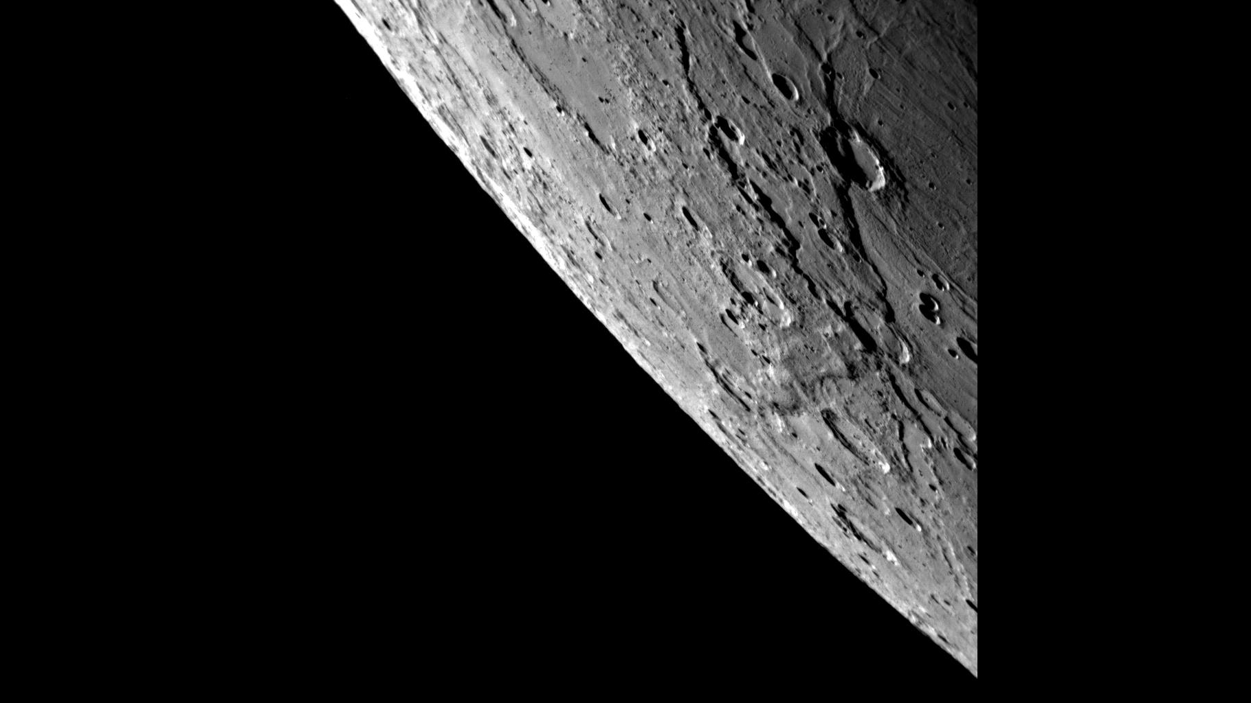 Closeup of the surface of Mercury.