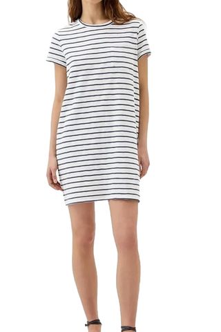 Gap Womens Relaxed Pocket T-Shirt Dress Navy White Stripe Xs Petite