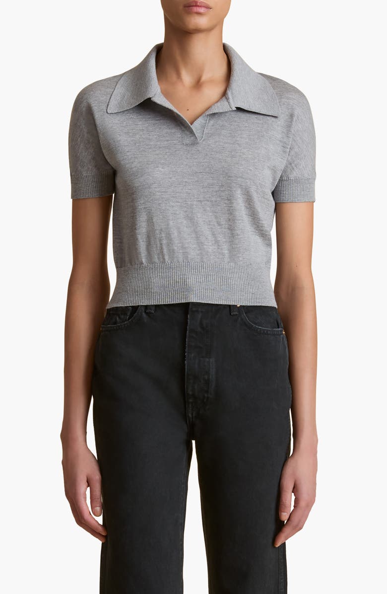 Morgane Crop Wool Blend Polo Sweater