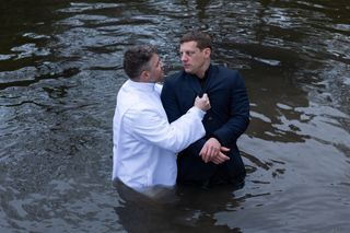 Carter Shepherd trying to drown John Paul McQueen in a lake.