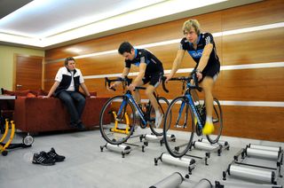 Ellingworth with future Tour de France champion Geraint Thomas back in the early days of Team Sky