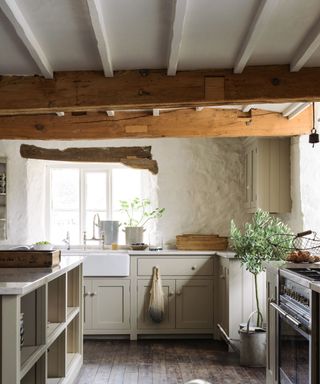 Small modern farmhouse kitchen with antique and vintage decor