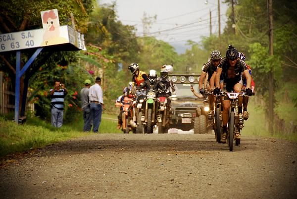The leaders on a dirt road