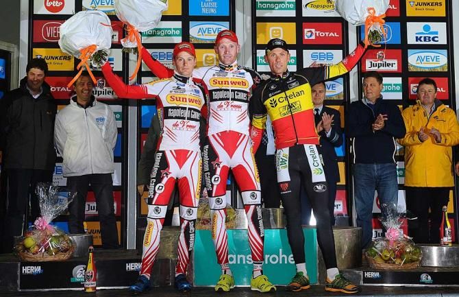 The Gavere podium: Kevin Pauwels, Klaas Vantornout, Sven Nys