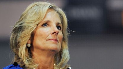 SCRANTON, PA - OCTOBER 12: Dr. Jill Biden listens in at a rally in support of Democratic presidential nomineee U.S. Sen. Barack Obama (D-IL)October 12, 2008 in Scranton, Pennsylvania. (Photo by Jeff Fusco/Getty Images)