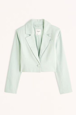 Abercrombie & Fitch Cropped Linen-Blend Blazer