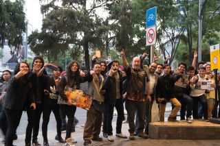 Some Maiden fanatics outside the band's hotel