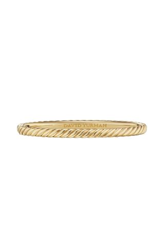 David Yurman Sculpted Cable Bangle Bracelet 18K Yellow Gold on white background
