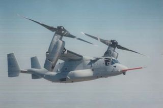 The V-22 Osprey is a tilt-rotor aircraft that takes off and lands vertically, but flies like a turbo-prop airplane.