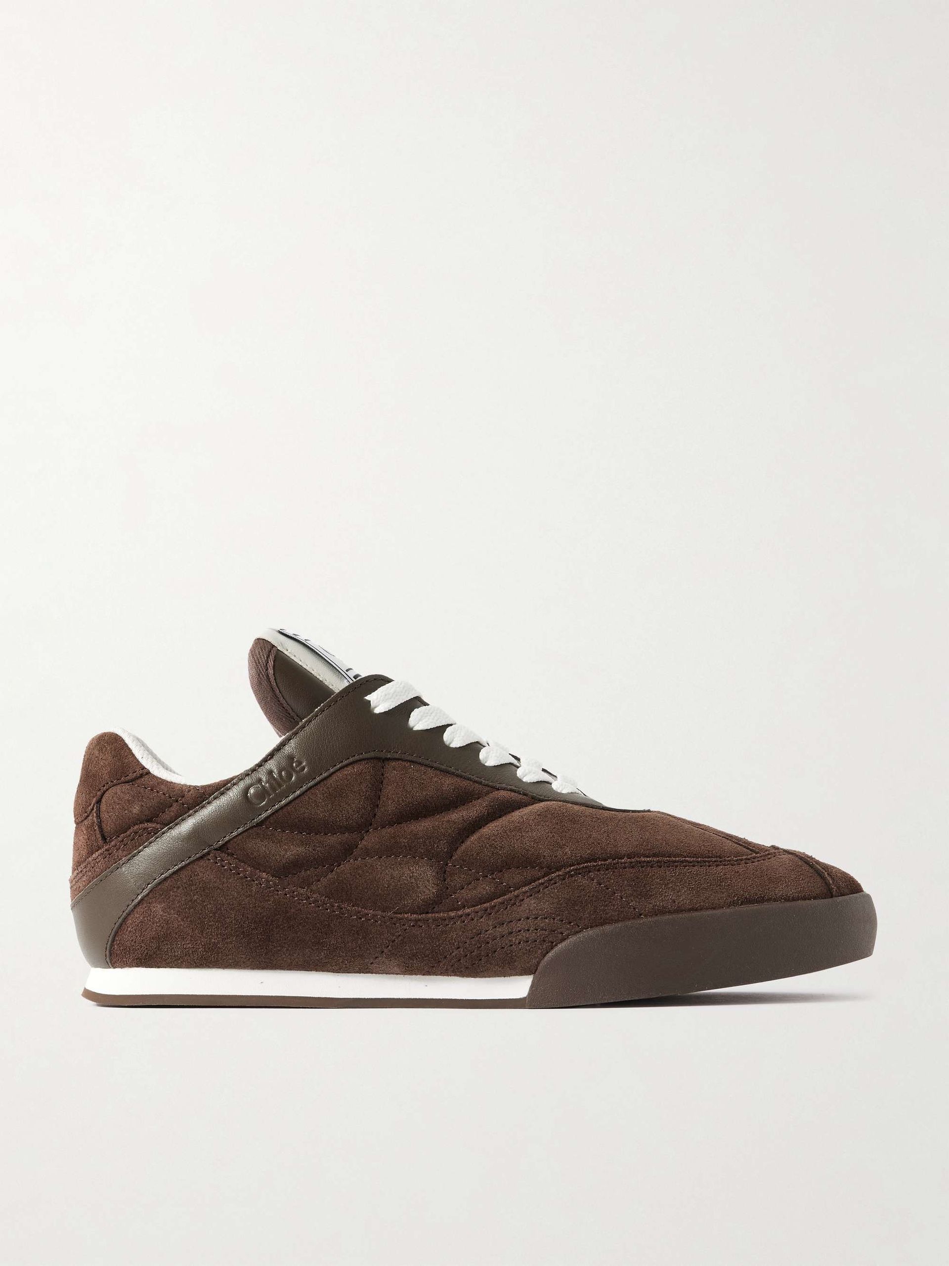 Kick Leather-Trimmed Quilted Suede Sneakers