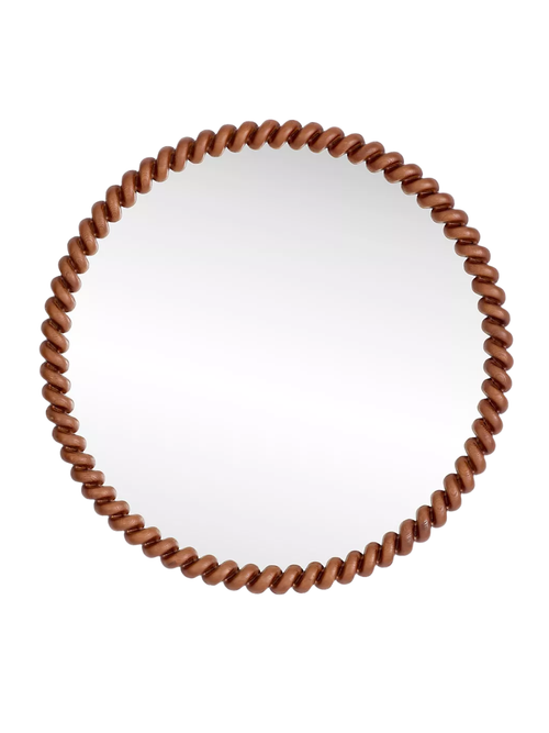San Marco Braided Wood Finish Round Wall Mirror
