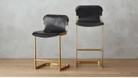 Lenny Kravitz x CB2 Rake Brass Bar Stools starting at $449, at CB2
