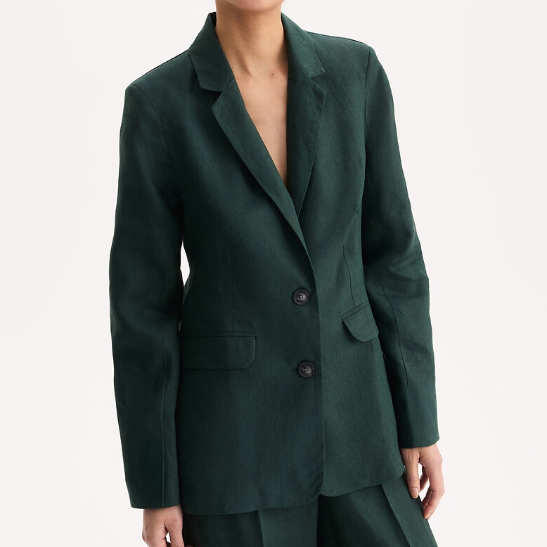 Anne Weyburn Linen Straight Blazer