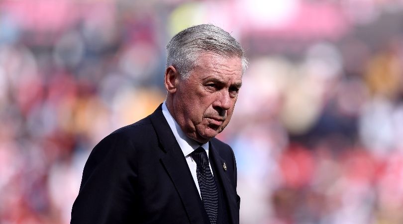 Real Madrid coach Carlo Ancelotti during his side&#039;s 1-1 draw against Rayo Vallecano in February 2024.