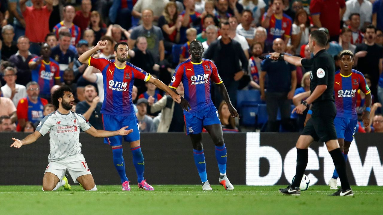 Mo Salah wins a penalty for Liverpool against Crystal Palace