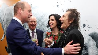 Prince William, Prince of Wales, Founder and CEO of Tusk Trust Charlie Mayhew OBE and Tusk Ambassadors Sally Wood and Ronnie Wood attend the 2023 Tusk Conservation Awards
