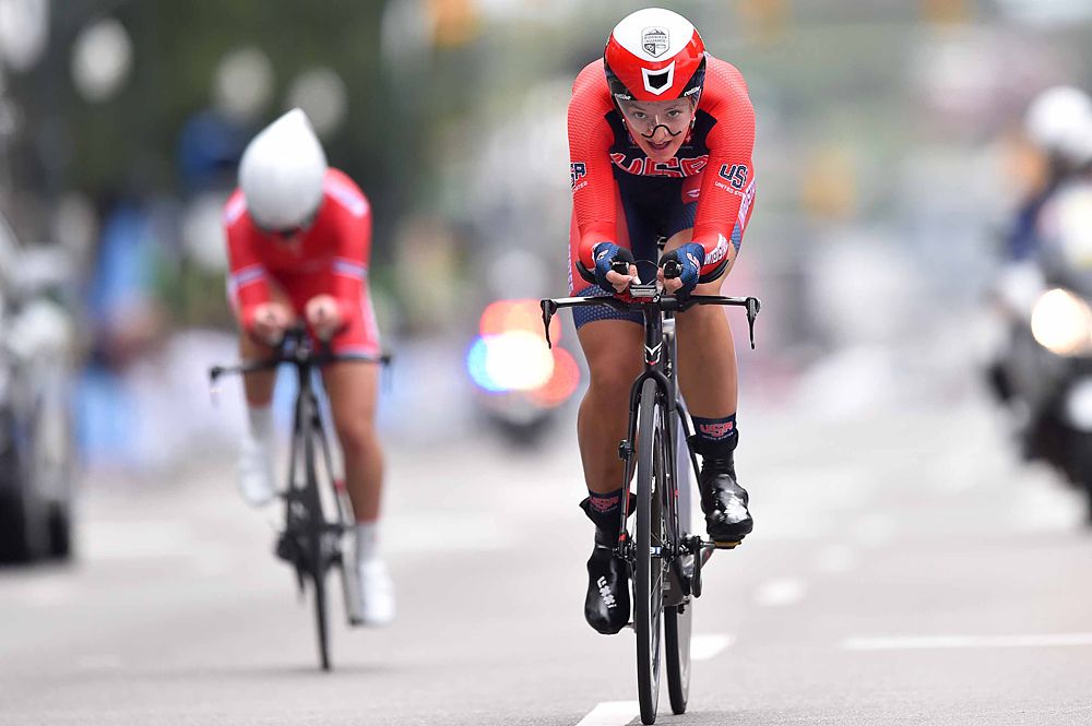 Chloe Dygert (UnitedStates of America) on her way to winning the junior world title in the time trial at the World Championships