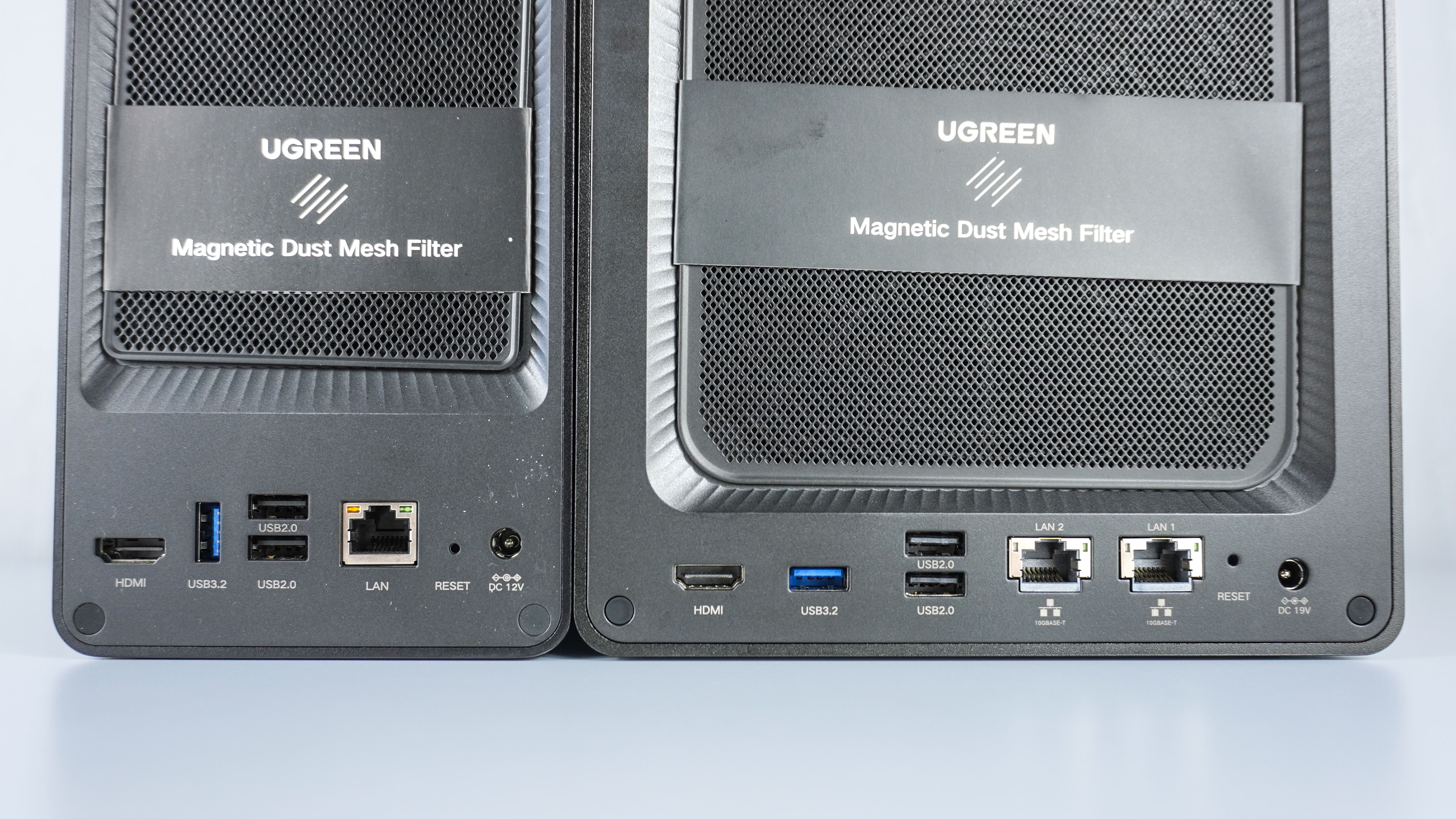 The Ugreen DXP2800 GT and DXP4800 GT side by side showing off their rear ports