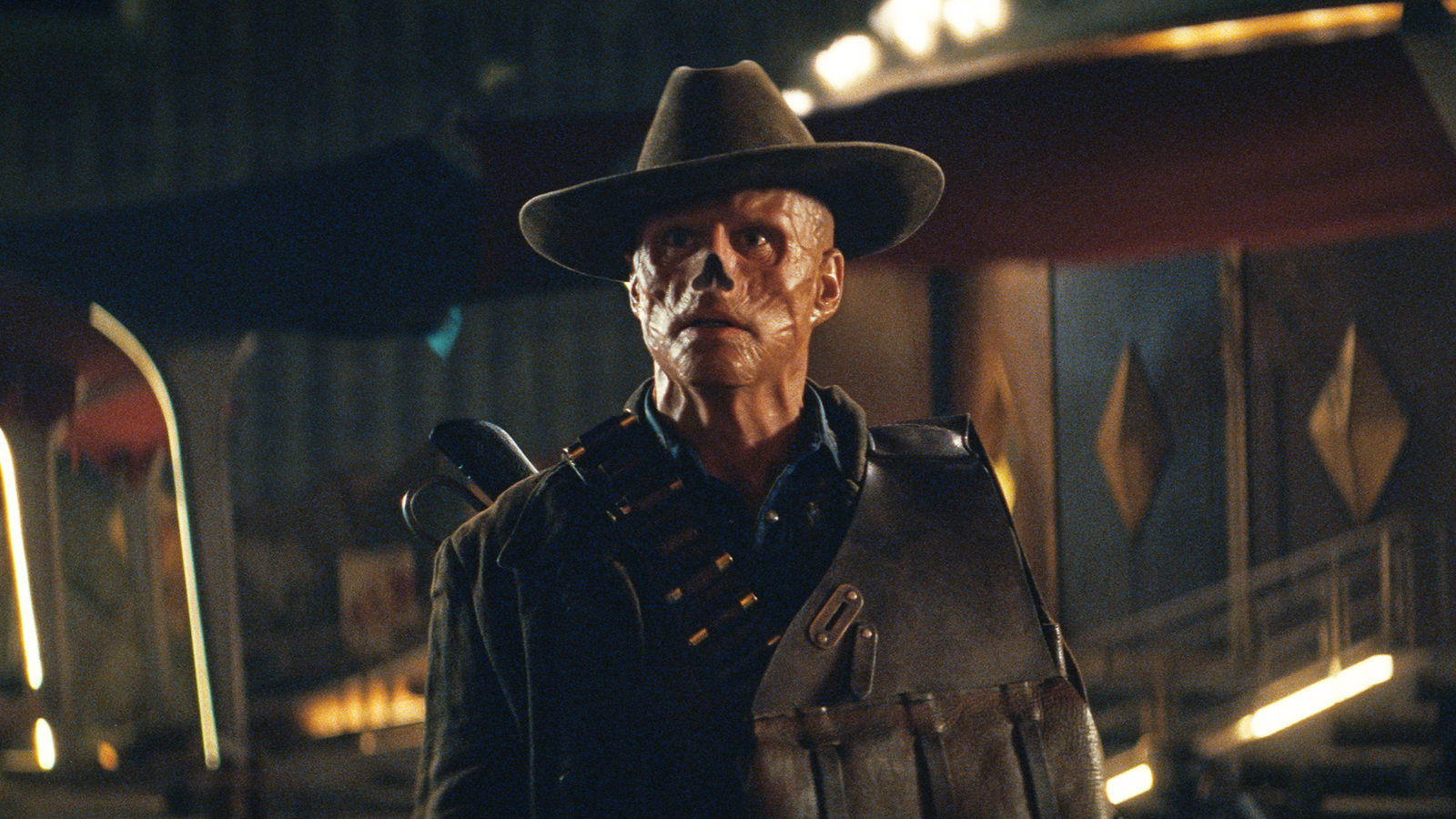 The Ghoul looking a little worried at night time in Fallout season 2 episode 4