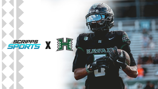 University of Hawaii football player with Scripps Sports logo