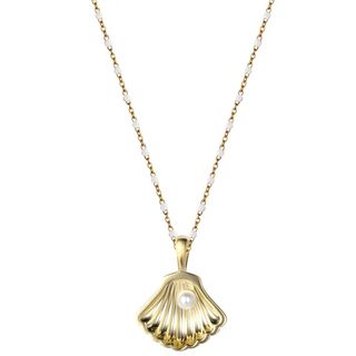 Awe Inspired Freshwater Pearl Shell Pendant Necklace