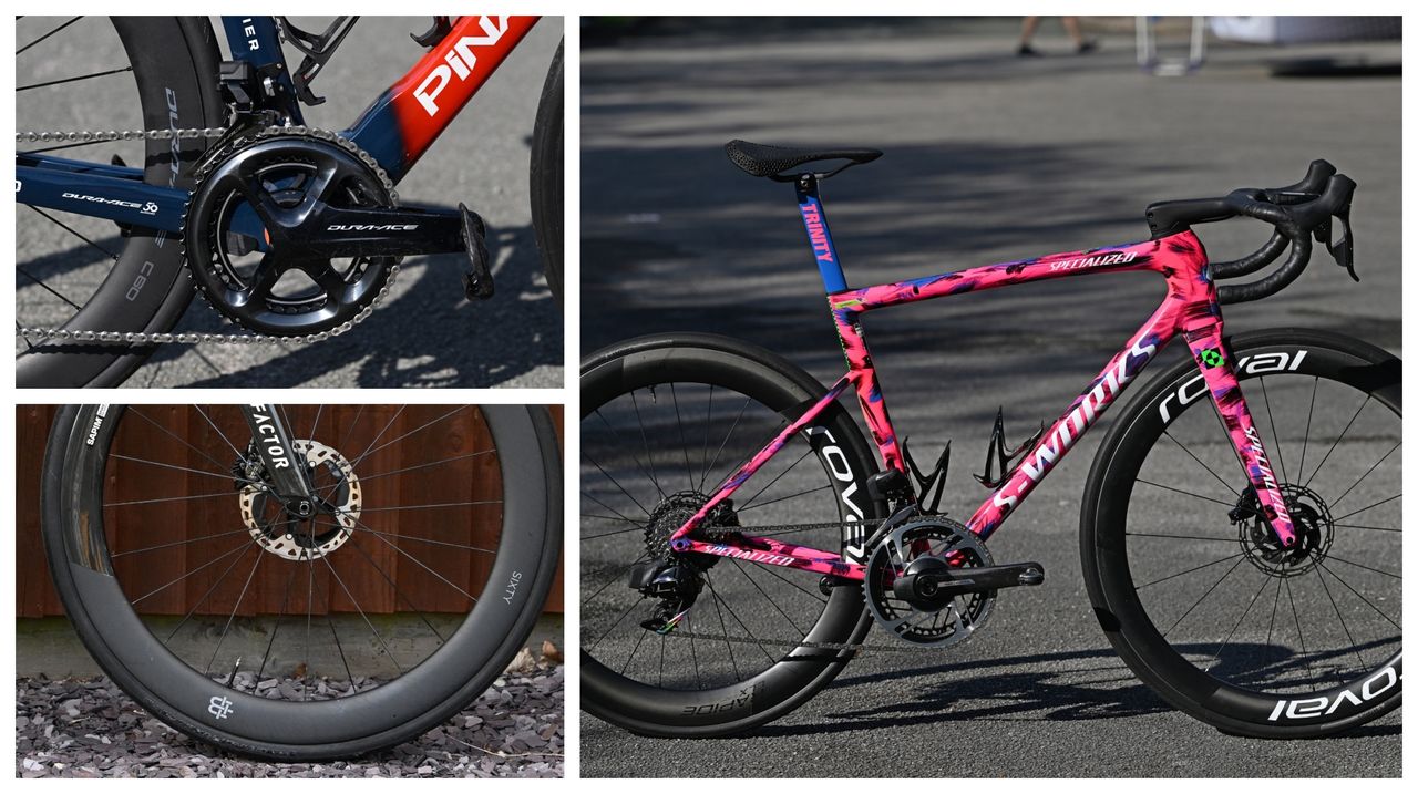 Tom Pidcok&#039;s 11-spd chainset / Stephen Williams&#039; blacked out Conti tyres / Trinity Racing&#039;s Tarmac SL8