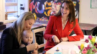 Kate Middleton broody Catherine, Duchess of Cambridge visits the 'Copenhagen Infant Mental Health Project' (CIMPH) 'Understanding Your Baby Project' at Børnemuseet Children's Museum on February 22, 2022 in Copenhagen, Denmark.