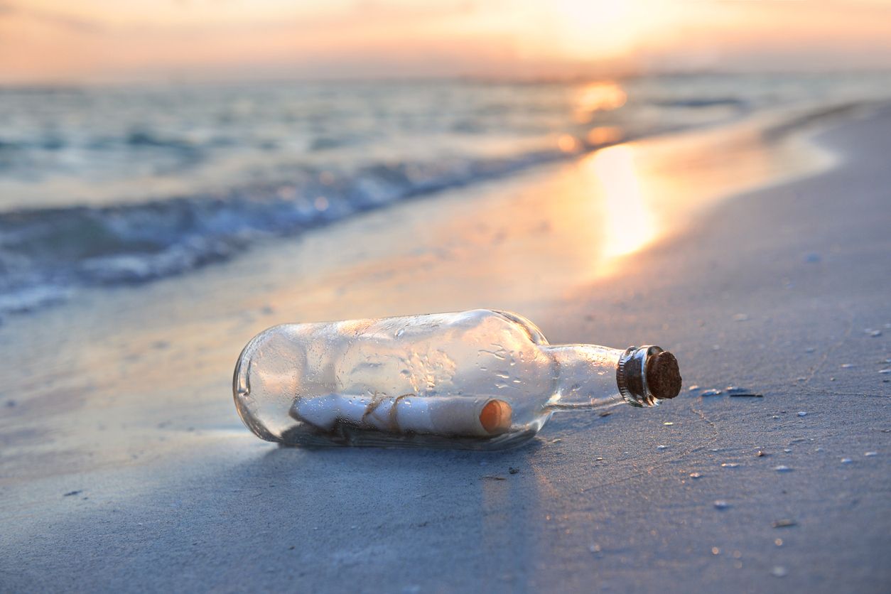 A message in a bottle.