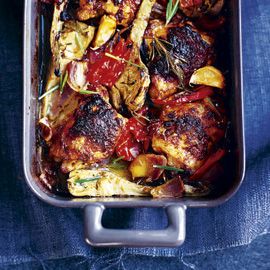 Mustard Chicken with Roasted Vegtables